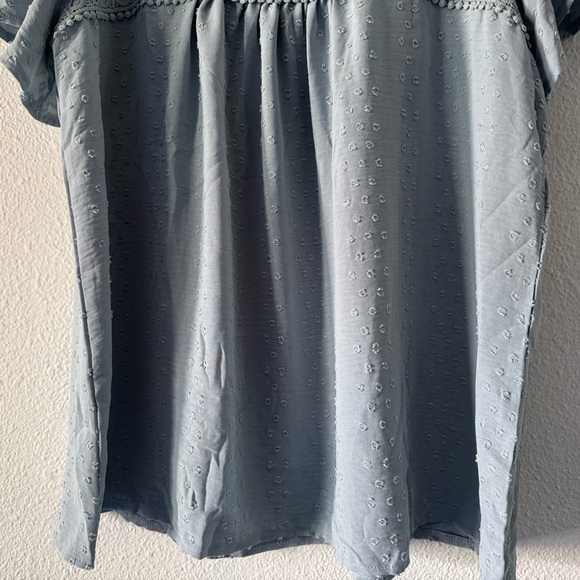 Trendy Chic Powder Blue Flowy Casual Short Sleeve Summer Top 2XL - Picture 8 of 14